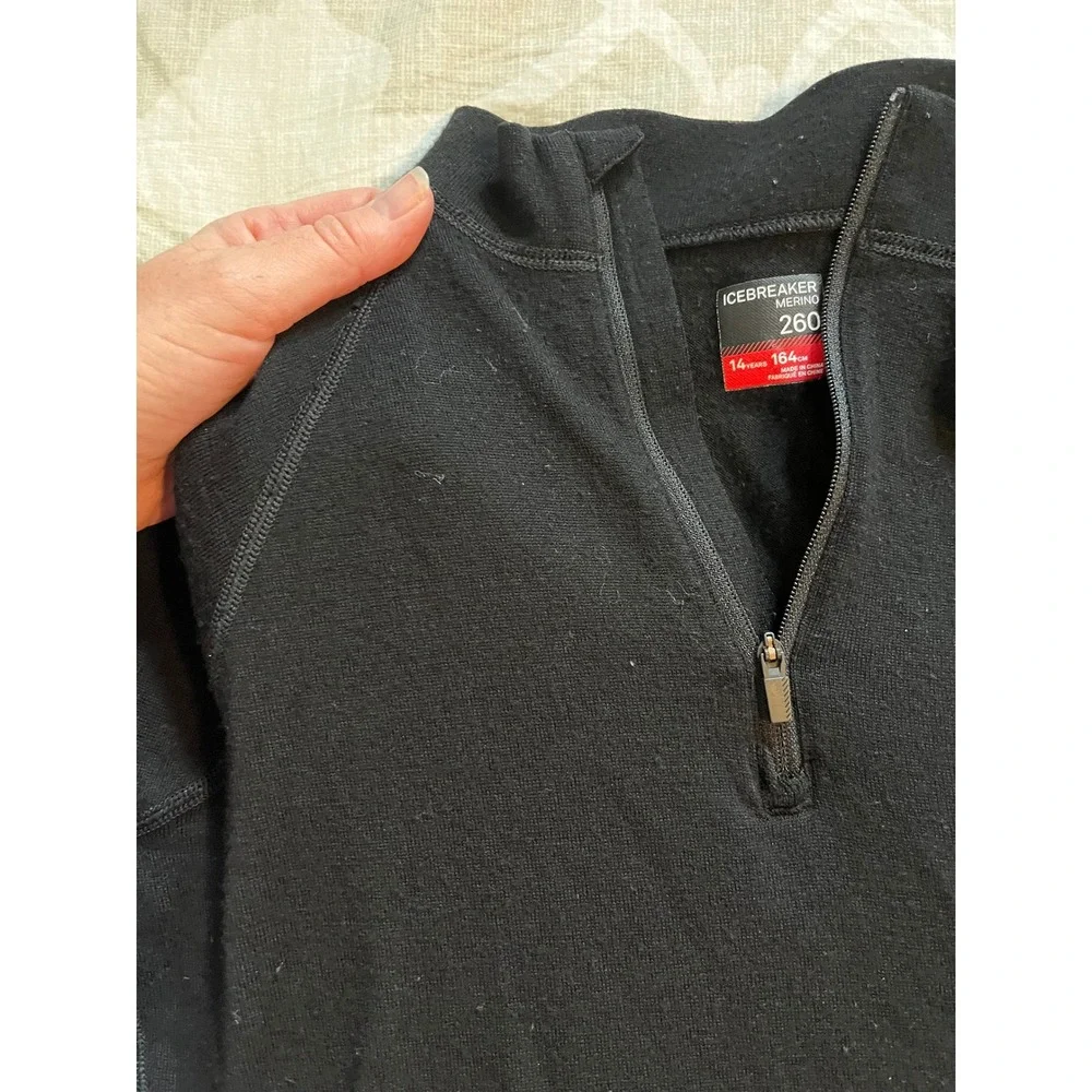 Icebreaker‎ kids black 1/4 zip pullover unisex 14 years/large